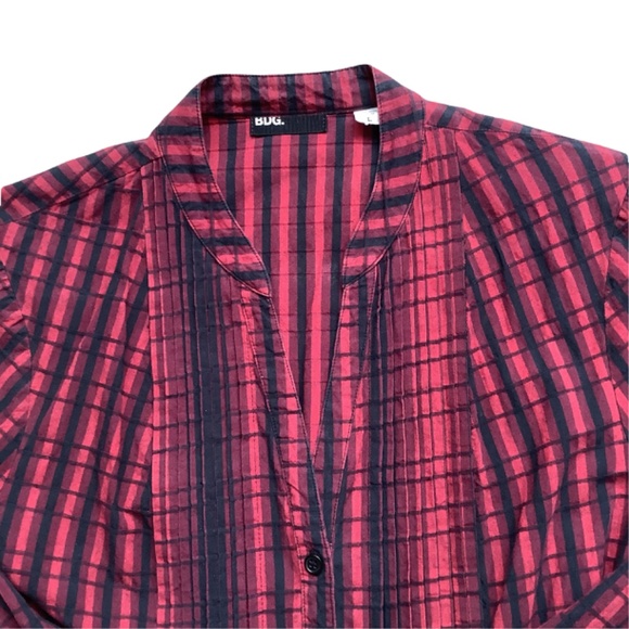 Urban Outfitters Red and Black Plaid Button Up Tunic Top - Picture 2 of 5